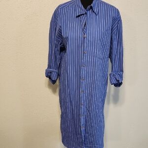 Banana Republic Blue and White Striped Womens Dress Shirt